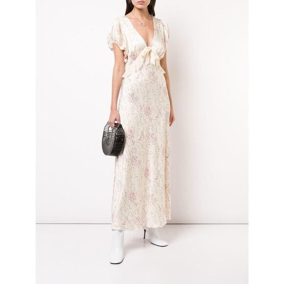 Loveshackfancy 100% Silk Slip Bias Vintage Floral Lillian Ruffle Maxi Dress sz 2 - Picture 1 of 15